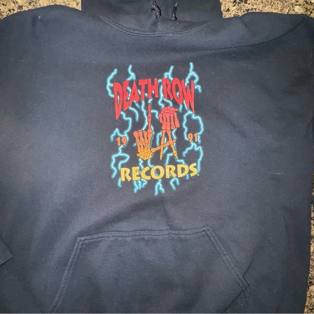 Death Row Records Men's 1991 Electric Graphic Logo Hoodie Sweatshirt Size L - Picture 6 of 11
